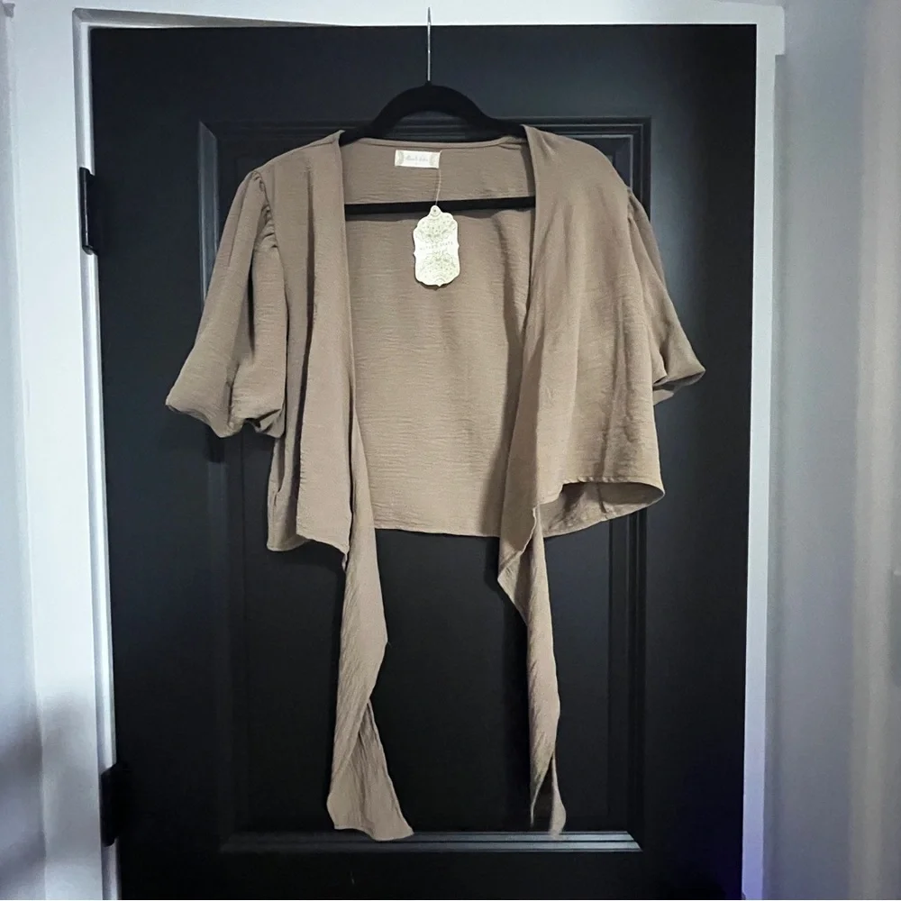 NWT Altar’d State Mocha Tie-Front Top (Matching Pants Available!) - Picture 5 of 6